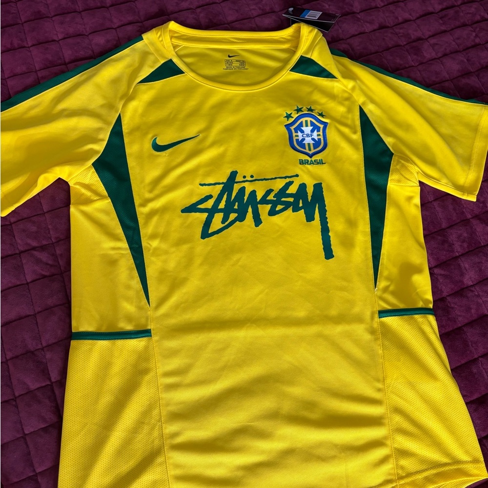 NIKE / STUSSY Yellow and Green Brazil Graphic Jersey